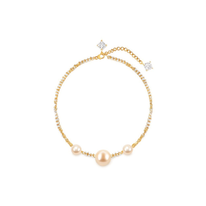 Gold Plated Rhinestone Body Chain Necklace with Pearl and Crystal for Party - Product Image 2