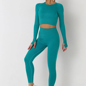 Conjuntos de Yoga de Cintura Alta con Logotipo Personalizado para Mujer, Estilo Ajustado, Top y Leggings, Ropa Deportiva - Product Image 3