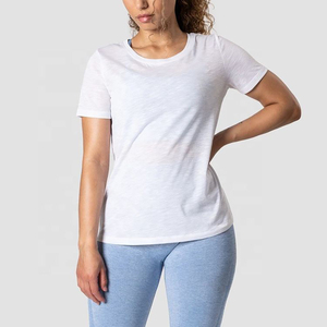 T-shirt à col rond gris foncé pour femme, manches courtes, coupe classique, tricot uni, respirant, haut décontracté pour toutes les saisons - Product Image 4