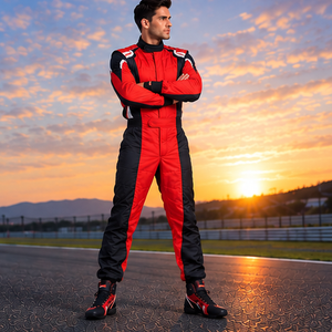 Combinaison de course moto pour homme à manches longues, rouge et noir, ignifuge, en polyester, toutes saisons - Product Image 3