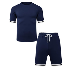 Casual Men's Summer Set Fashion Color Shorts and <b>T</b> Shirt Sets Cotton Quick Dry Men High Street Style Plus Size Men's Twin Set - Product Image 5