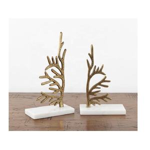 Sujetalibros de Aluminio Pulido con Hoja Dorada Antigua, 27x23cm, Organizador de Escritorio para Estudio/Hogar, Regalo para Amantes de los Libros, Sala de Estar - Product Image 1