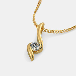 จี้เพชรเม็ดเดี่ยวทรงบิดเกลียวสีเหลืองทองแบบนามธรรม พร้อมสร้อยคอ - Product Image 6