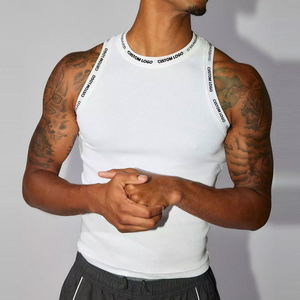Custom Logo Streetwear O-Neck Slim Fit Sleeveless T Shirt Men Ribbed Tight Muscle <b>Singlet</b> <b>Running</b> Gym Tank Top - Product Image 1