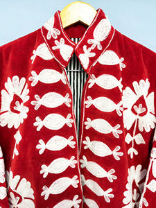 Handmade Velvet Floral Embroidered Jacket | Unisex Luxury Artisan Winter Bomber - Product Image 6