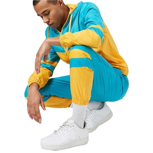 Custom Color Block Nylon Windbreaker Tracksuit Zip Up <b>Jacket</b> and Pants Sportswear Set - Product Image 6