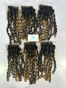 Peluca de Cabello Humano al por Mayor 16x4 con Encaje Francés HD, Larga, Color Marrón Miel con Reflejos, Rizado Profundo - Product Image 4