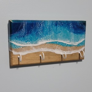 Ocean Inspired Wooden <b>Wall</b> <b>Hook</b> <b>Key</b> Holder For Home Decor And Gift Use Multi Purpose Organizer For <b>Keys</b> And Small Items - Product Image 1