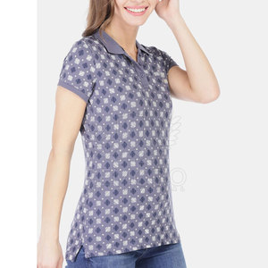 Camiseta Polo de Algodón para Mujer, Sublimada Personalizada al por Mayor, Manga Corta, Estampado Geométrico, Casual, Transpirable, Corte Regular - Product Image 3
