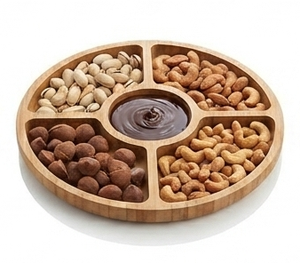 <b>Bamboo</b> Hexagon Serving Tray Storage <b>Container</b> with Food Display Holder 3-6L Capacity Modern Design Multifunction Table Use - Product Image 2