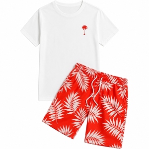 Casual Wear Men <b>Twin</b> <b>Sets</b> for Adults Hot Sale Product New Arrival Men Summer Short Sleeve T Shirts and Shorts Cotton Contrast - Product Image 6
