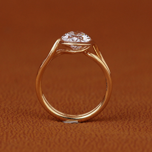 3 Carat Oval Cut Lab Grown Diamond Engagement Ring 14K <b>Solid</b> Gold Bezel Set Solitaire Double Shank Ring IGI Certified - Product Image 5