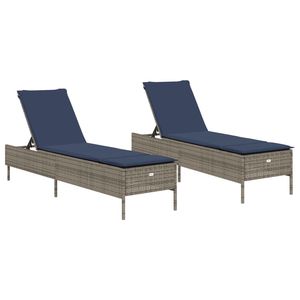 Chaise longue de patio réglable en rotin PE gris avec accoudoirs standard - Product Image 2