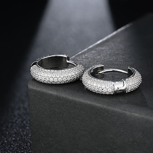 <b>Mens</b> Moissanite Hoop <b>Earrings</b> 925 Silver Iced Out Diamond <b>Huggie</b> <b>Earrings</b> Round Luxury Stud Hoops Gift for <b>Men</b> Women Daily - Product Image 1