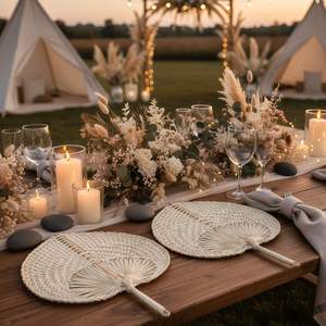 Éventail en bambou tissé naturel, éventail à main personnalisé pour mariage, cadeau d'été écologique - Product Image 4