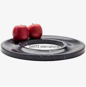 Vente en gros Plateau de service rond en marbre noir Décoration d'intérieur Nordic Marden Plateau à fruits Fabricant élégant en marbre noir - Product Image 6
