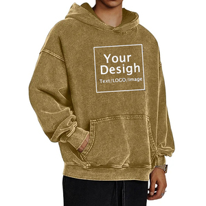 Sweat-shirt polaire pour homme, coupe ample, effet vieilli, délavé à l'acide, avec logo personnalisé sérigraphié, vente en gros - Product Image 5