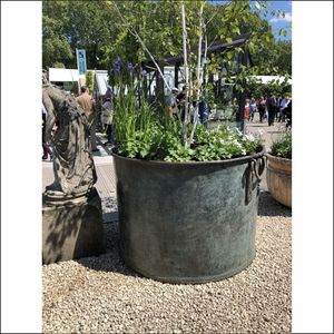 Wholesale Vintage <b>Galvanized</b> Metal <b>Tub</b> Planter - Rustic Oval Iron Flower Pot with Handles for Indoor Outdoor Garden Home Decor - Product Image 6