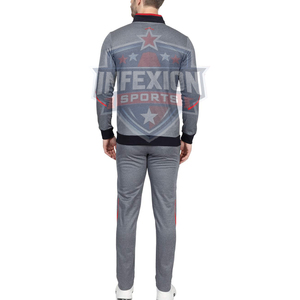 Ensemble de survêtement gris pour homme, fermeture éclair intégrale, couleur unie, design sportif, col montant, manches longues, respirant, en polyester, pour l'automne - Product Image 5