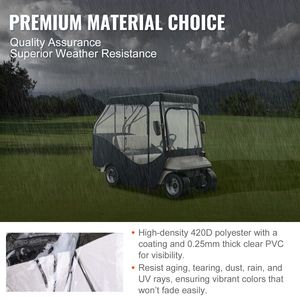 Copertura per Golf Cart in Poliestere 420D con 4 Finestre Trasparenti, Tettuccio per 4 Passeggeri, Copertura per Club Car 2+2 Posti - Product Image 3