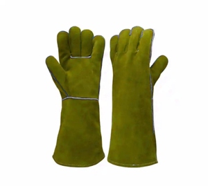 Gants de travail en cuir de vachette souple vert, résistants à la chaleur et aux étincelles, pour le soudage industriel, usage intensif - Product Image 4