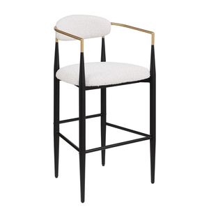 Set of 2 Counter Height <b>Bar</b> <b>Stools</b> with Iron Legs Upholstered Beige Fabric Seating 260mm for Kitchen Island <b>Bar</b> <b>Backs</b> Included - Product Image 5