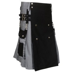Kilt Utilitaire Écossais Moderne de Luxe Bicolore Noir et Gris pour Homme – Vente en Gros 2026 - Product Image 1