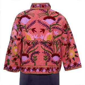 Veste en TNT 100 % coton écologique, broderie à la main, volants, motif floral, col en V, décontractée, hiver/printemps/été, vente en gros - Product Image 5