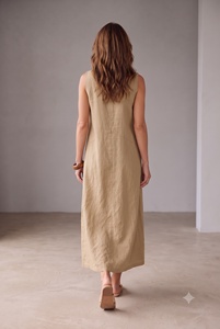 100% Cotton Slub <b>Dress</b> for Women Casual <b>Sleeveless</b> <b>Summer</b> Outfit Regular Fit Everyday Wear Gift for Her - Product Image 2