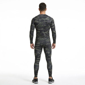 Ensemble de rashguard à manches longues pour homme, rouge et noir, imprimé, en spandex et polyester, séchage rapide, sans couture, vêtements de sport - Product Image 6