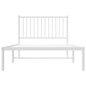 Cadre de lit double en acier thermolaqué blanc, cadre de lit en métal élégant en acier thermolaqué pour un look élégant - Product Image 5