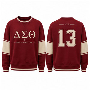 เสื้อสเวตเชิ้ตคอกลม Delta Sigma Theta สีแดงขอบครีม พิมพ์ลายด้านหลัง 13 ตัว แบบยูนิเซ็กส์ สวมใส่สบายๆ สำหรับฤดูใบไม้ร่วง - Product Image 1