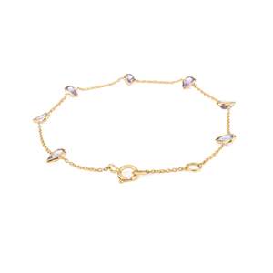 18K Gold Rhodium Plated Pear Cut <b>Tanzanite</b> Charm <b>Bracelet</b>-Minimal Everyday Style - Product Image 3
