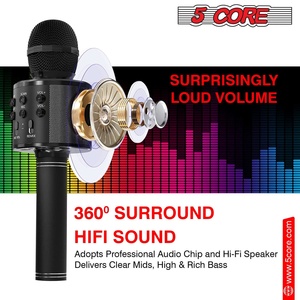 5 Core <b>Microphone</b> Wireless Karaoke Mic With Speaker 3 in 1 Portable <b>Bluetooth</b> Microfono Inalambrico - Product Image 5