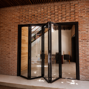 Puertas Corredizas de Vidrio para Casa, de Aleación de Aluminio Templado, Dobles, Plegables, sin Rieles, con Aislamiento Térmico, para Entrada - Product Image 1