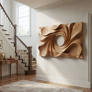 Contemporary Wooden Wall Sculpture Abstract Art Handmade Irregular Shape For Hallway Decor Handcrafted Solid Wood Sculpture - Product Image 2