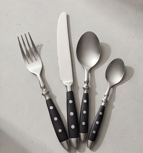 Modern Flatware Set With Black Handle Stainless Steel <b>Knife</b> <b>Fork</b> Spoon Dishwasher Safe For Wedding Tabletop Use - Product Image 1