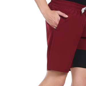 <b>Men's</b> <b>Red</b> Solid Blocked Quick Dry High Waist Drawstring Bermuda <b>Shorts</b> with Front Logo Pockets High Street Style - Product Image 5
