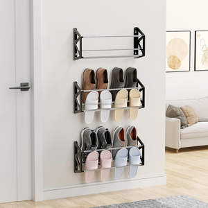 Premium Choice Customized Expandable <b>2</b>/4 <b>Tier</b> Silver Metal Iron <b>Shoe</b> Organizer Shelf Home Storage <b>Rack</b> for Bedroom Closet - Product Image 4
