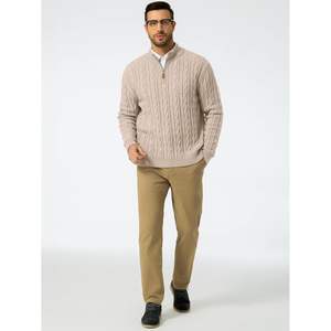 Custom <b>Men's</b> Casual Quarter Zip Pullover <b>Sweater</b> Stand Collar <b>Cable</b> <b>Knit</b> with Anti-Wrinkle Feature Texture Knitted <b>Sweaters</b> - Product Image 3
