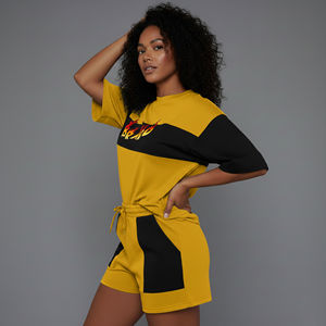 Conjunto Casual de 2 Piezas para Mujer, de Alta Calidad, Hombros Caídos, Estampado, 100% Algodón, Transpirable, Largo hasta la Rodilla - Product Image 3