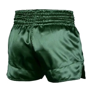 Shorts de Muay Thai en satin vert forêt de qualité supérieure - Short de kickboxing à taille haute élastique - Équipement d'entraînement professionnel pour MMA et boxe - Product Image 4