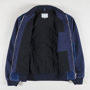 Custom Men <b>Denim</b> Varsity Jacket Zip Up Bomber Fleece Sleeve Streetwear Casual Winter Outdoor Baseball Letterman <b>Coat</b> OEM - Product Image 4