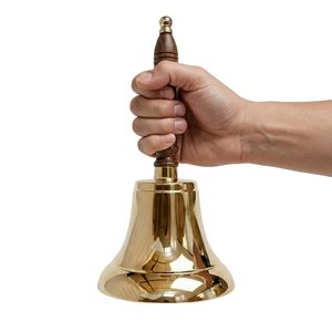 Large Brass <b>School</b> <b>Bell</b> with Wooden Handle Classic Hand Call <b>Bell</b> for Home Office Dinner Meditation - Product Image 5