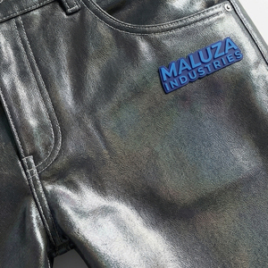 Unisexe, solide, en similicuir, écologique, respirant, séchage rapide, taille élastique, streetwear, cargo, style urbain, hip hop, style motard, tendance - Product Image 5