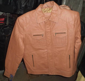 Veste en cuir véritable pour homme de haute qualité, col rond, fermeture éclair, vente en gros, tissu toile, offre ODM - Product Image 4