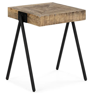 Modern Eco-Friendly Solid Wood Console Table with Black Metal Trestle Legs Easy to Clean Industrial Design Living Room Furniture - Product Image 1
