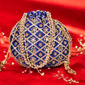 PRODUCTS EMBROIDERED BEADED DRAWSTRING Potli Bag Evening Party Handbag Bridal <b>Wedding</b> Purse Jewelry Cosmetics Packaging - Product Image 1