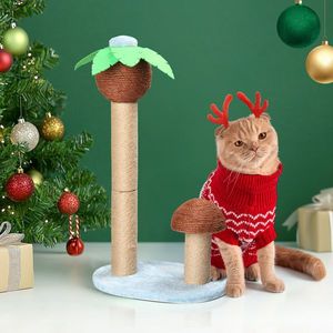 Cute 27.5in Coconut Palm Tree Cat Scratcher Indoor Cat Tree with Natural Sisal Posts & Dangling Balls - Product Image 3