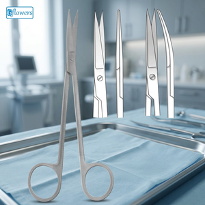 Ciseaux chirurgicaux 6flowers à pointe droite et arrondie pour la chirurgie générale, certifiés CE, instrument manuel de classe I - Product Image 2